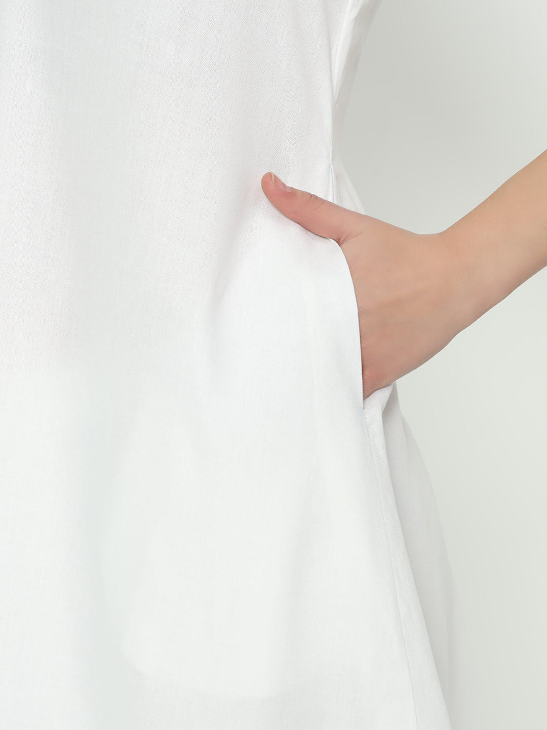 Pure Cotton V-Neck Co-Ord Set in Crisp White
