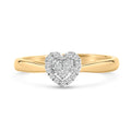 10K Yellow Gold 1/10 Cttw Diamond Heart and Halo Promise Ring