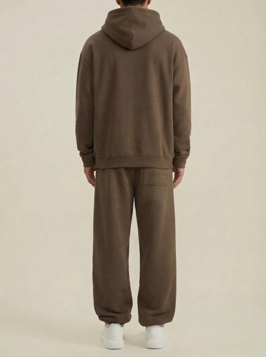 Heavyweight 440 GSM Cotton Joggers in Brown - Relaxed Fit