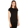 Women's lightweight short sleeve charcoal-grey Merino wool crew neck t-shirt
