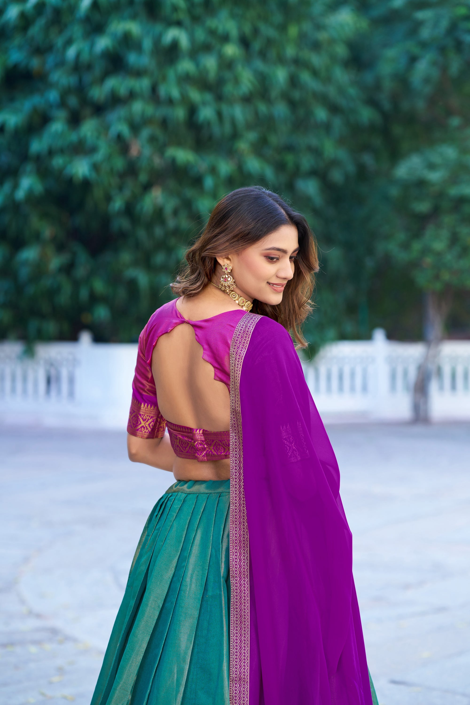 Skyblue Kanchipuram Zari Weaving Work Lehenga Choli