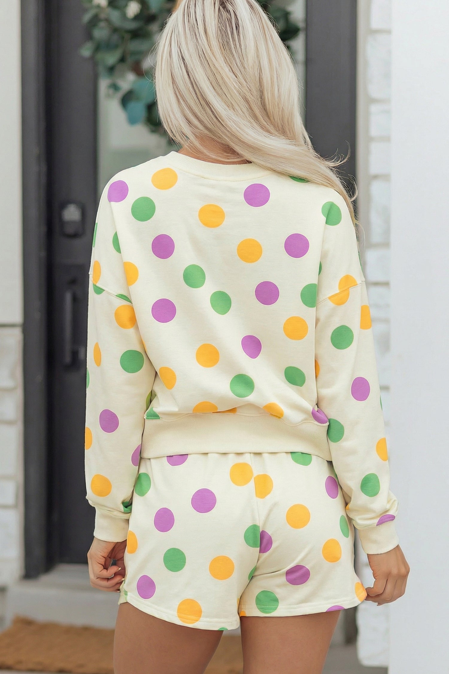 Ember Polka Dot Pullover & Drawstring Shorts Loungewear Set