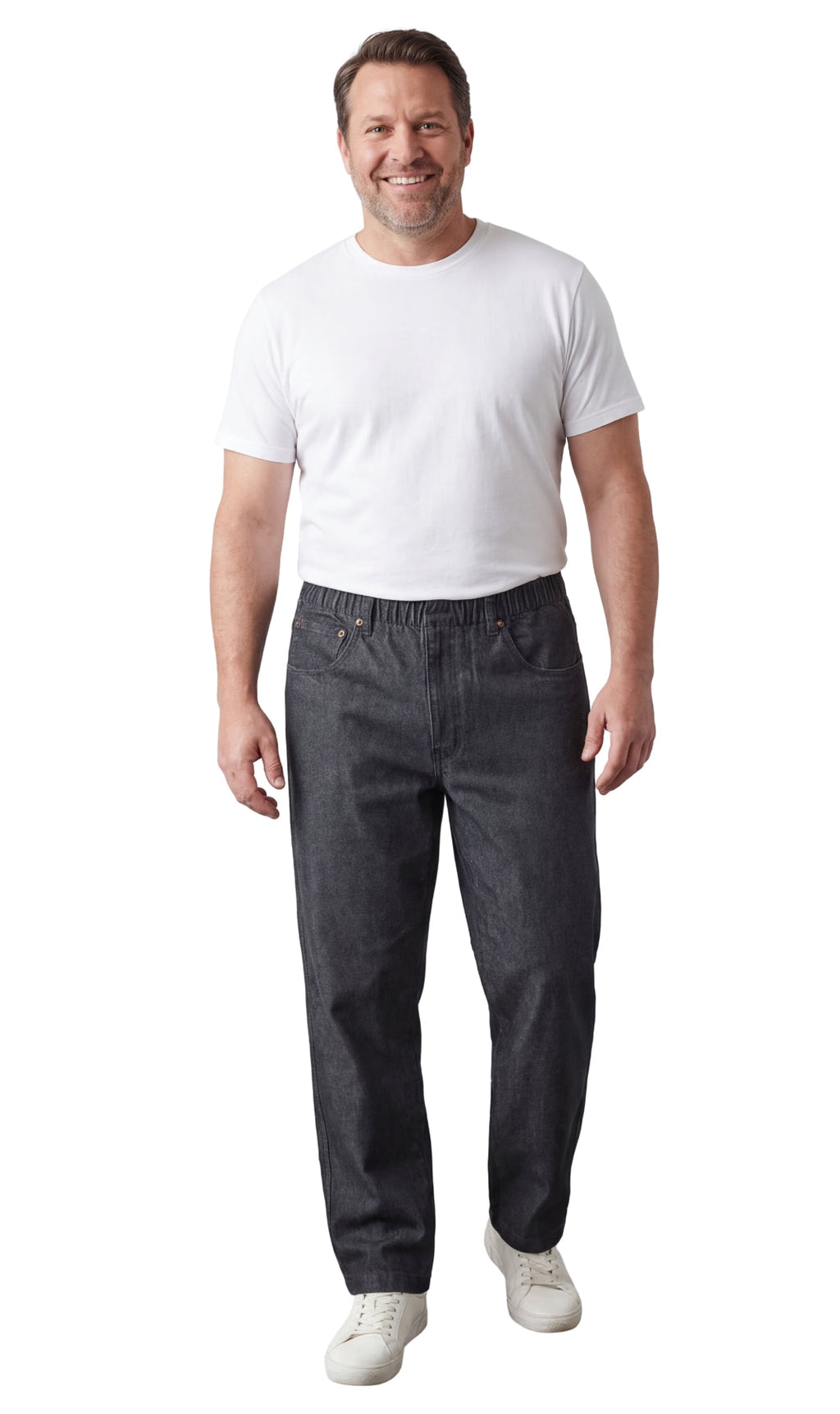 Men's Pull-On Elastic Waist Denim and Twill Pants - Relaxed Fit