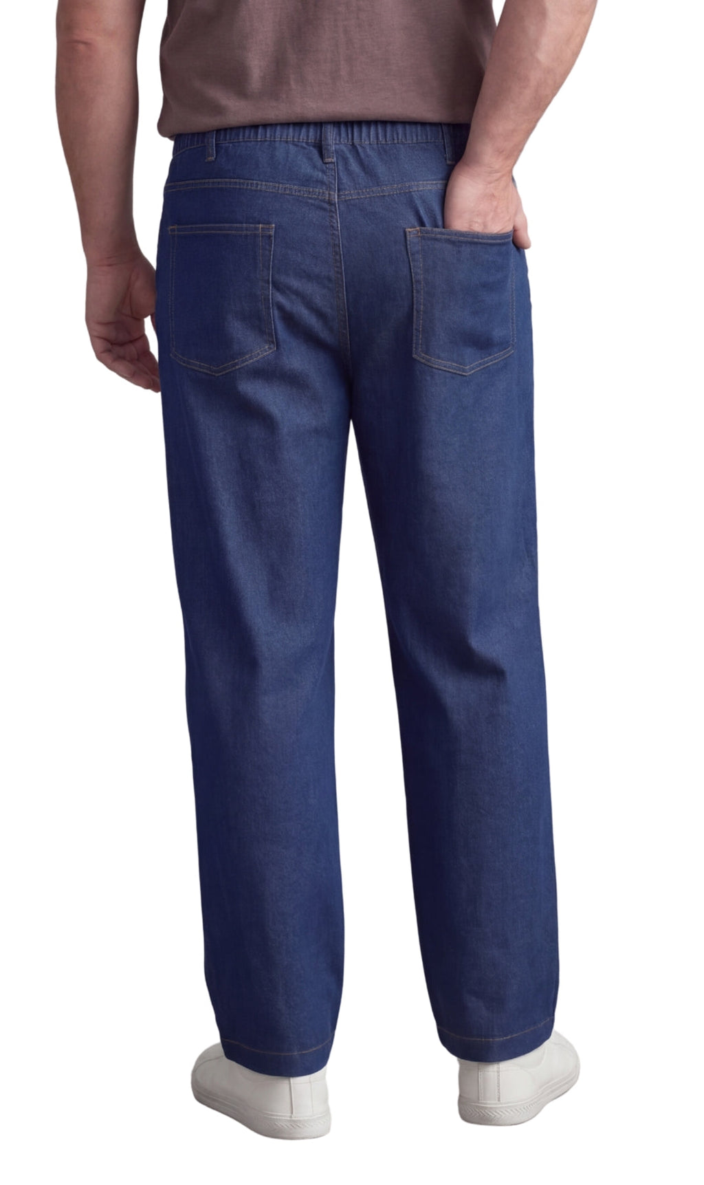 Men's Pull-On Elastic Waist Denim and Twill Pants - Relaxed Fit