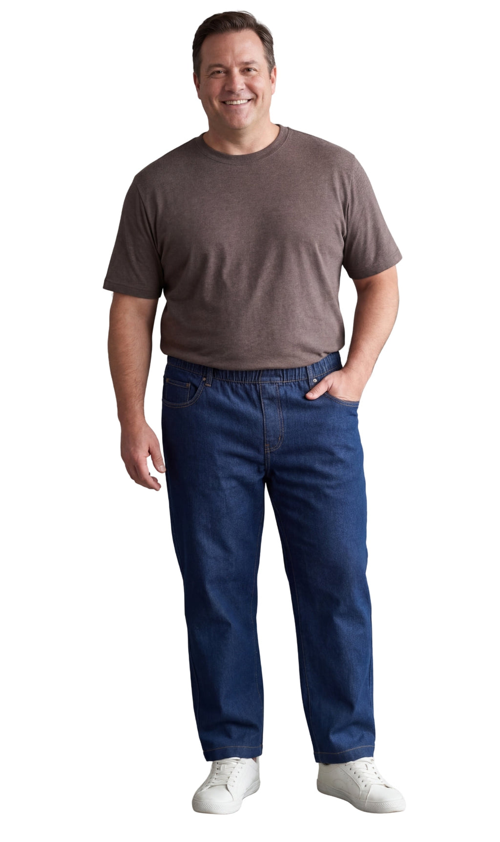 Men's Pull-On Elastic Waist Denim and Twill Pants - Relaxed Fit