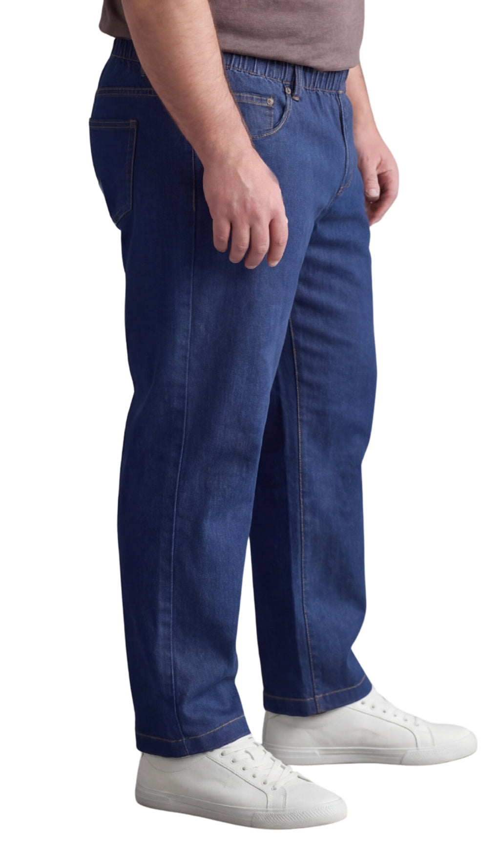 Men's Pull-On Elastic Waist Denim and Twill Pants - Relaxed Fit