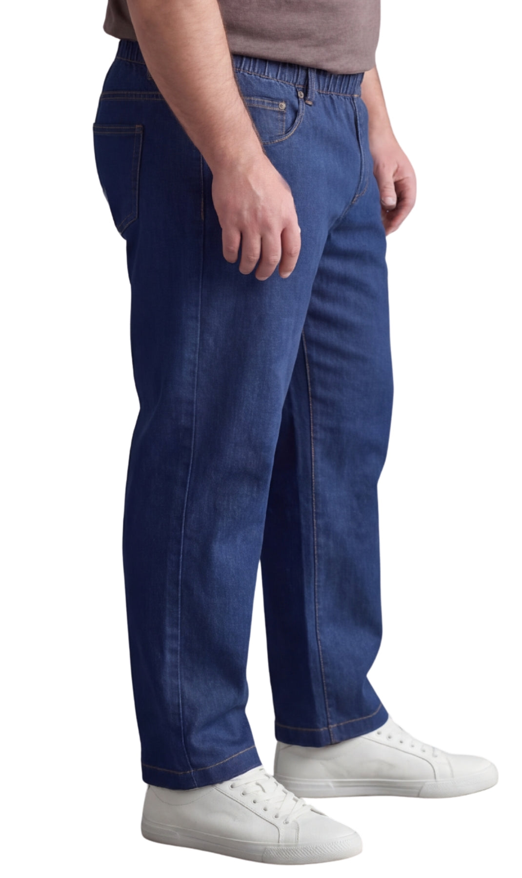 Men's Pull-On Elastic Waist Denim and Twill Pants - Relaxed Fit