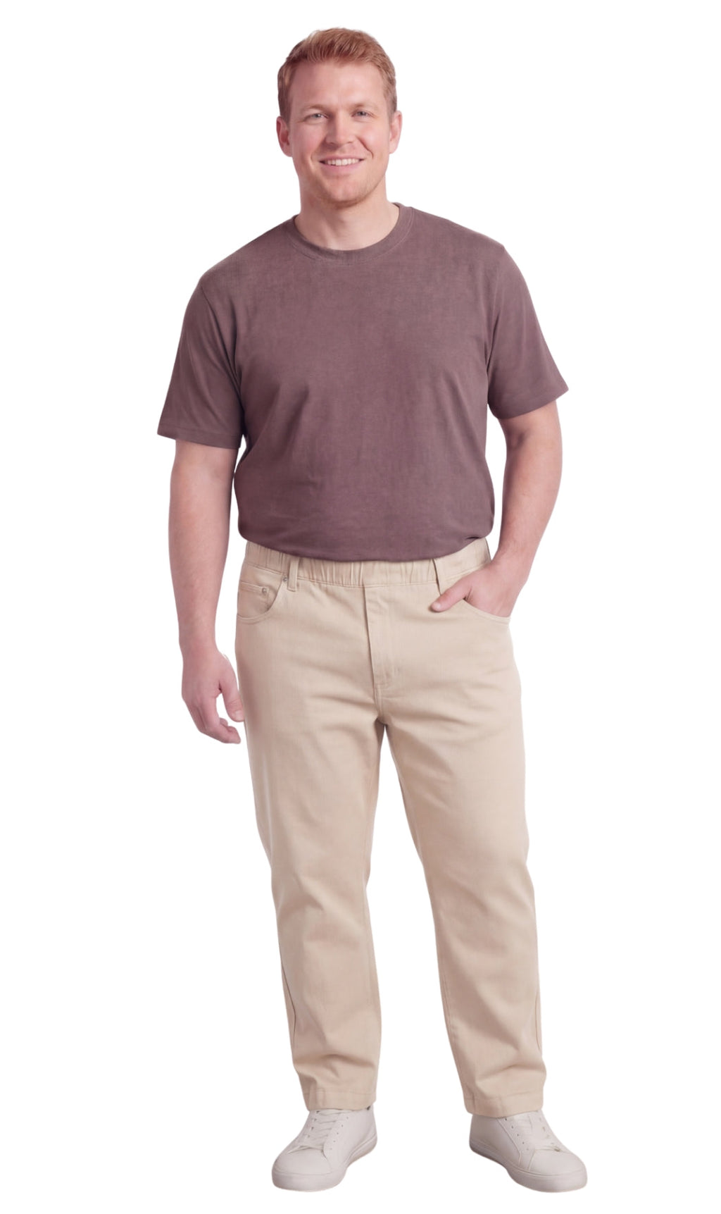 Men's Pull-On Elastic Waist Denim and Twill Pants - Relaxed Fit