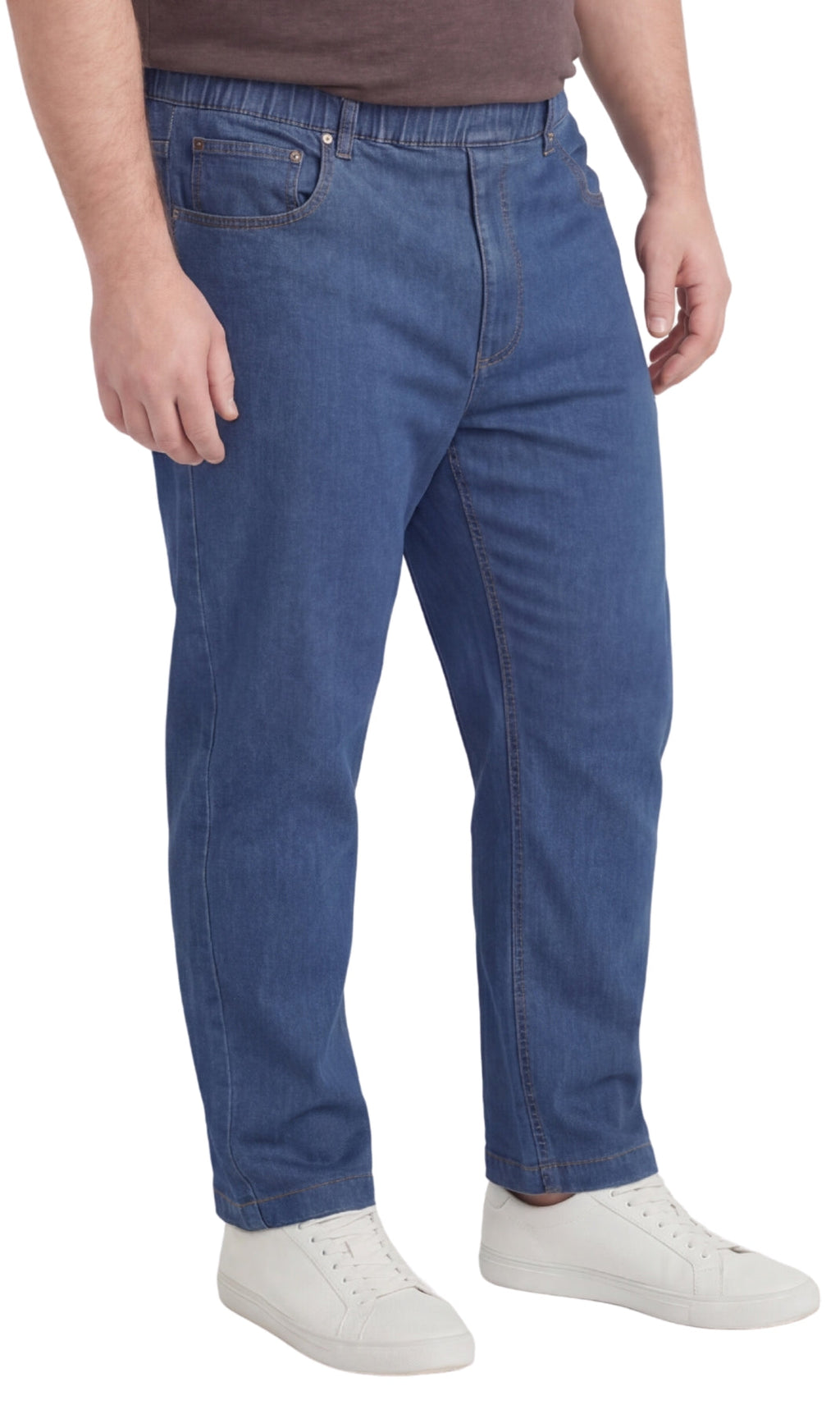 Men's Pull-On Elastic Waist Denim and Twill Pants - Relaxed Fit