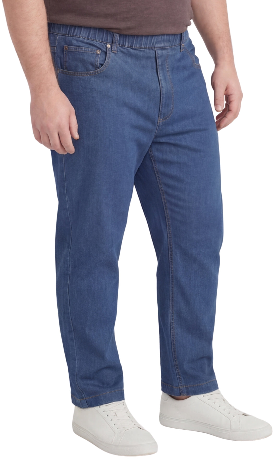 Men's Pull-On Elastic Waist Denim and Twill Pants - Relaxed Fit