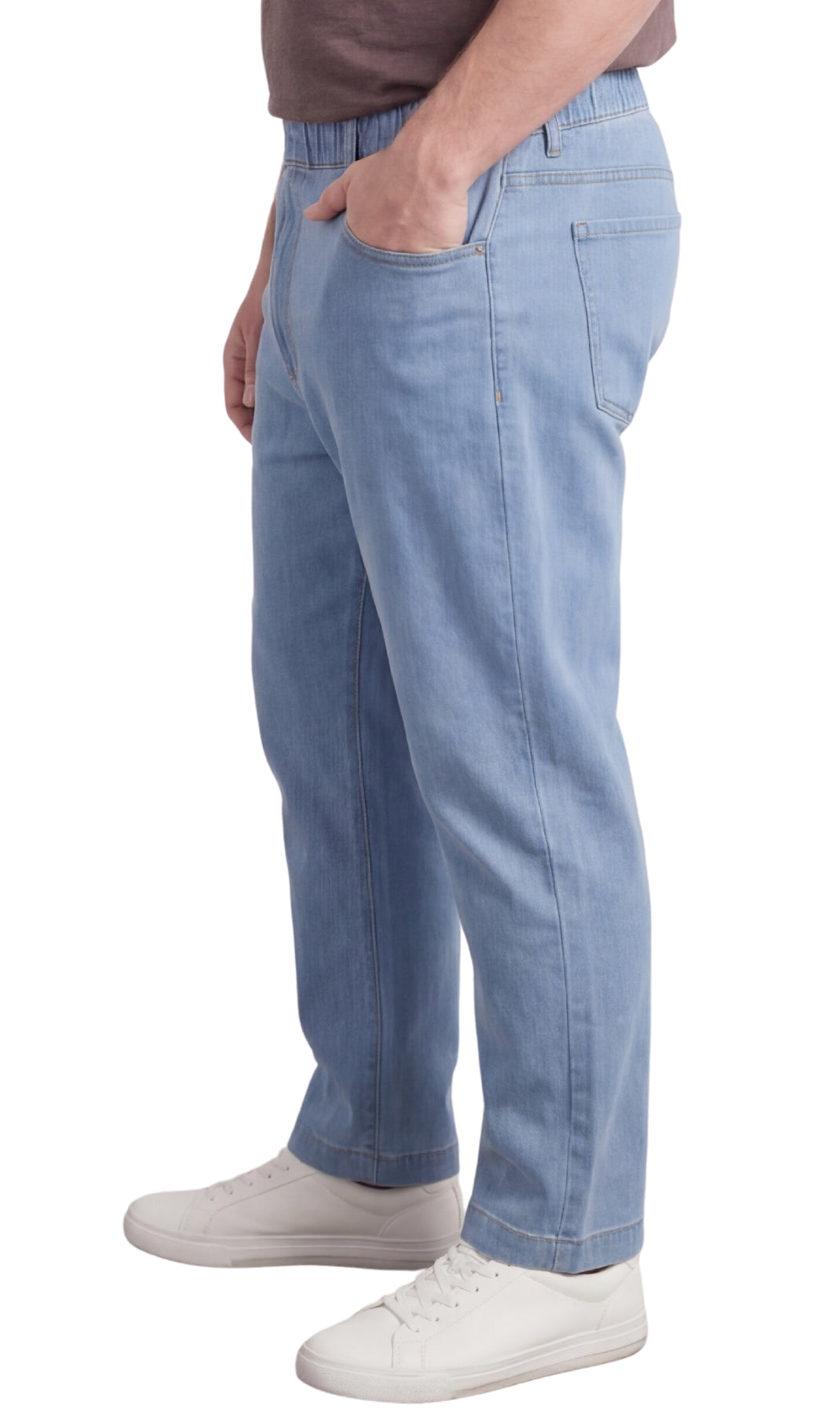 Men's Pull-On Elastic Waist Denim and Twill Pants - Relaxed Fit