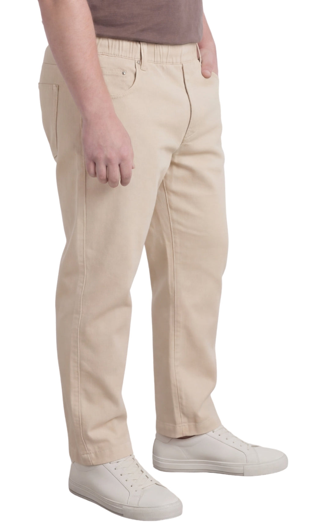 Men's Pull-On Elastic Waist Denim and Twill Pants - Relaxed Fit