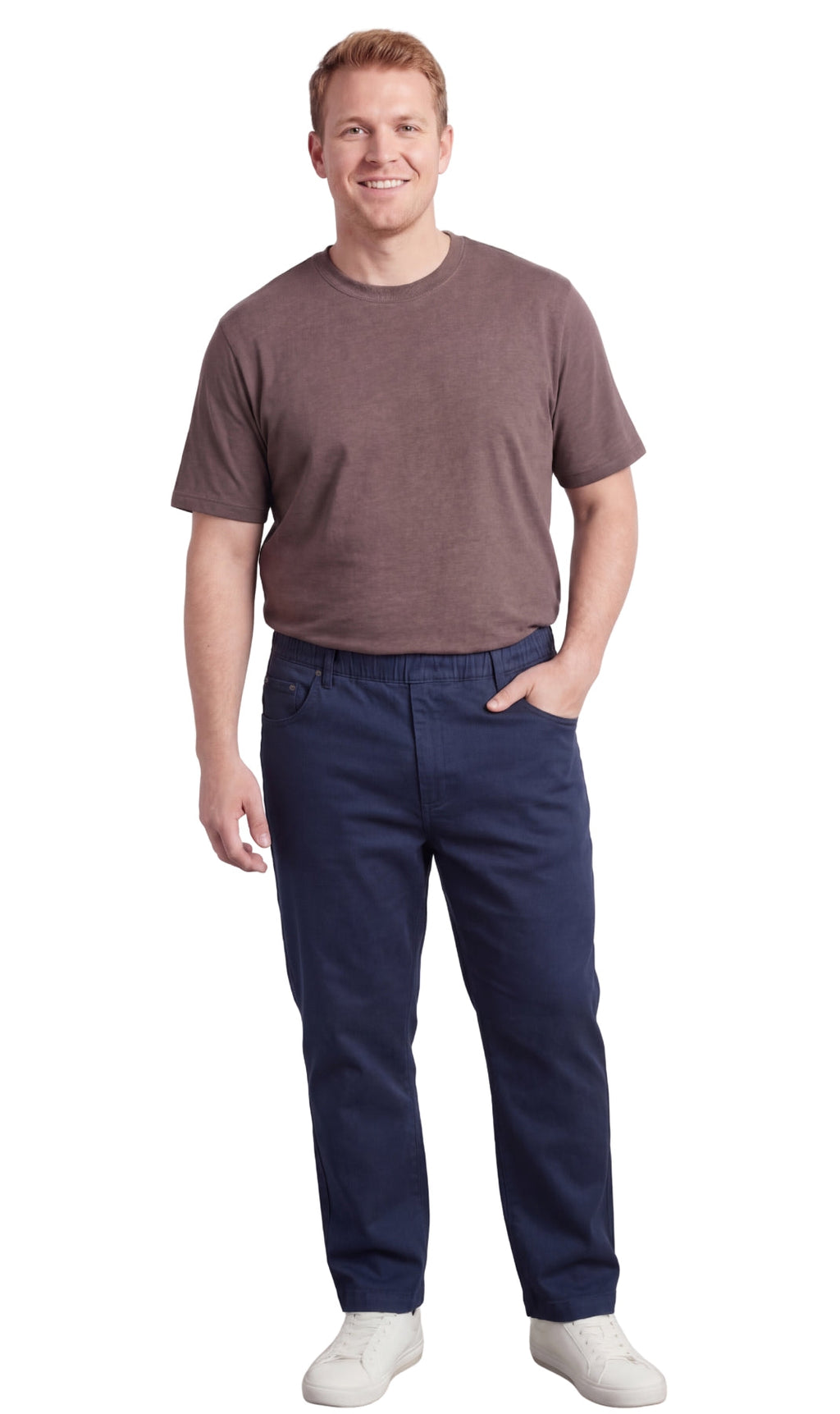 Men's Pull-On Elastic Waist Denim and Twill Pants - Relaxed Fit