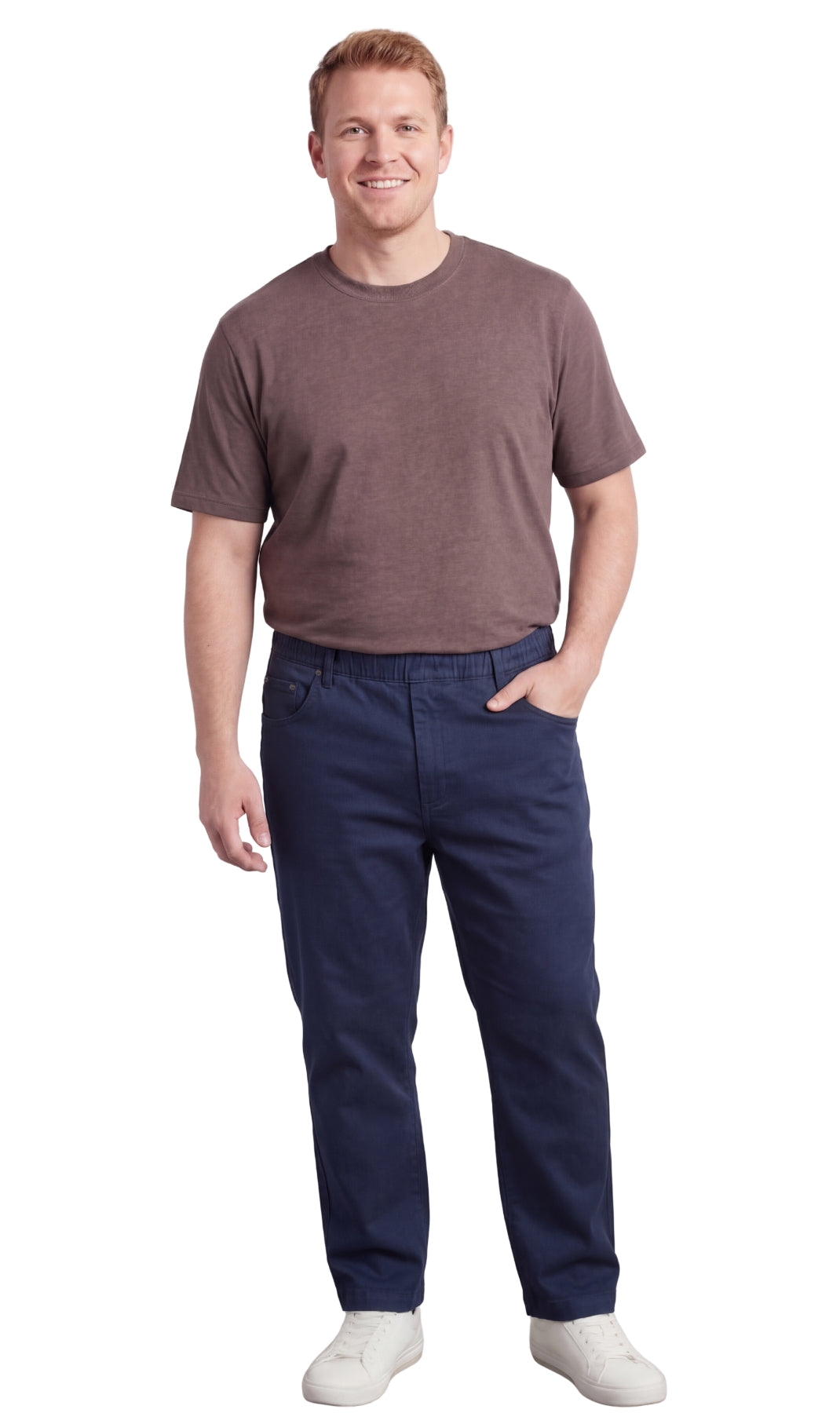 Men's Pull-On Elastic Waist Denim and Twill Pants - Relaxed Fit