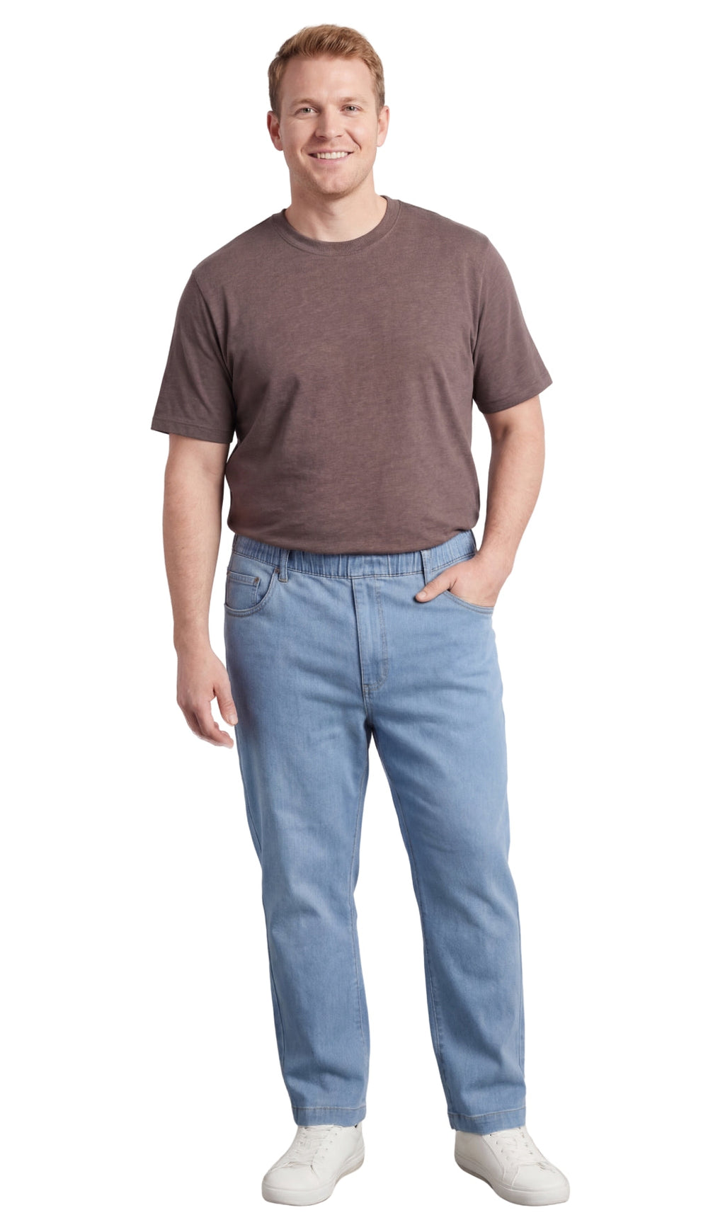 Men's Pull-On Elastic Waist Denim and Twill Pants - Relaxed Fit