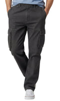 Men's Relaxed Pull-On Denim Cargo Jeans in Medium Blue