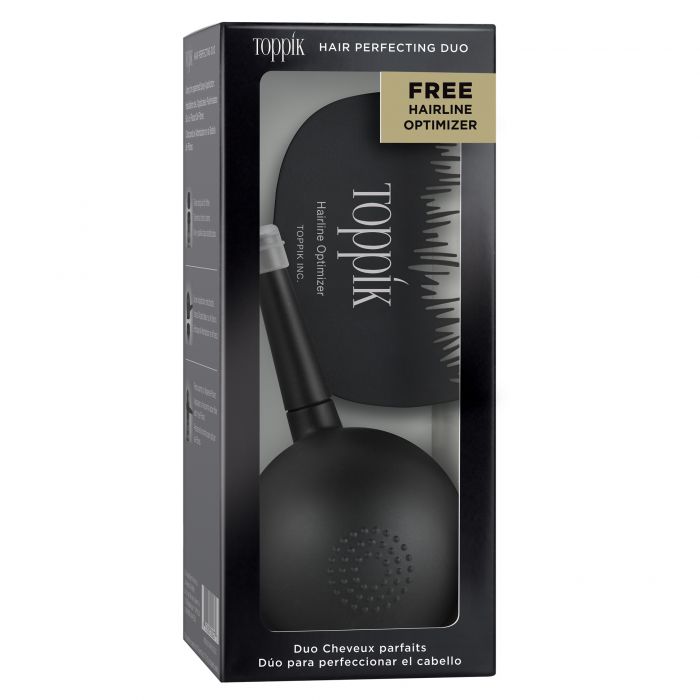 Toppik Hair Perfecting Duo Tool Kit featuring spray applicator and hairline optimizer.