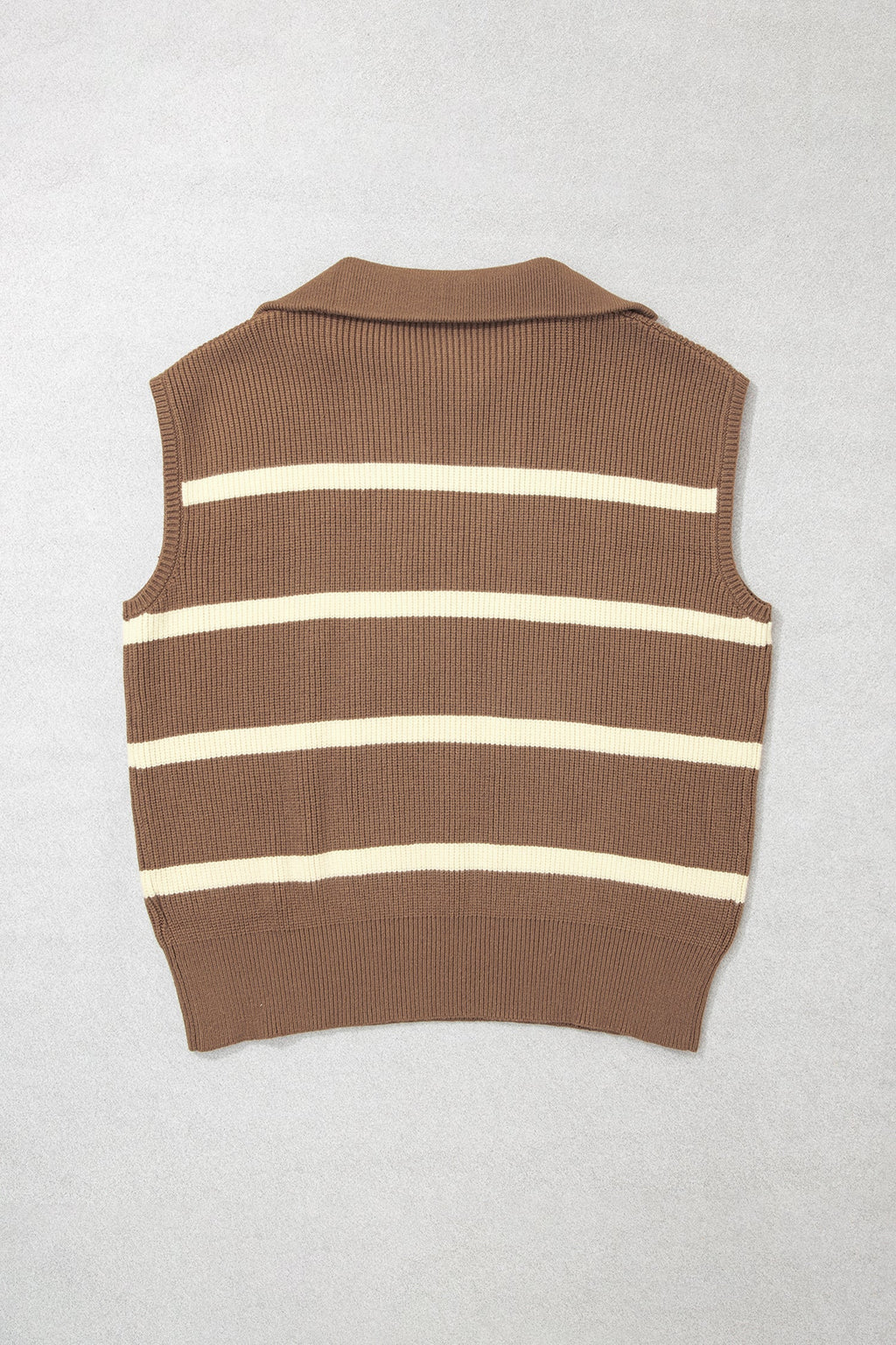Plus Size Stripe Half-Zip Short Sleeve Knit Top