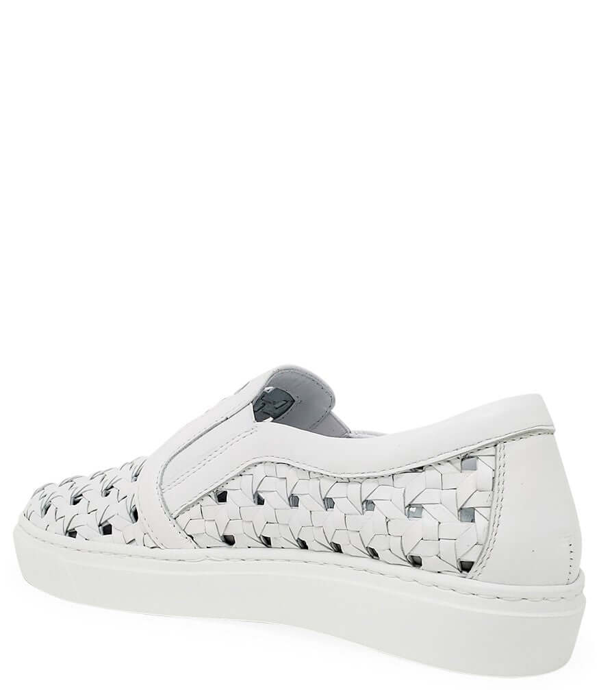 White Leather Woven Slip-On Sneaker Casual Italian Craftsmanship - Image 4