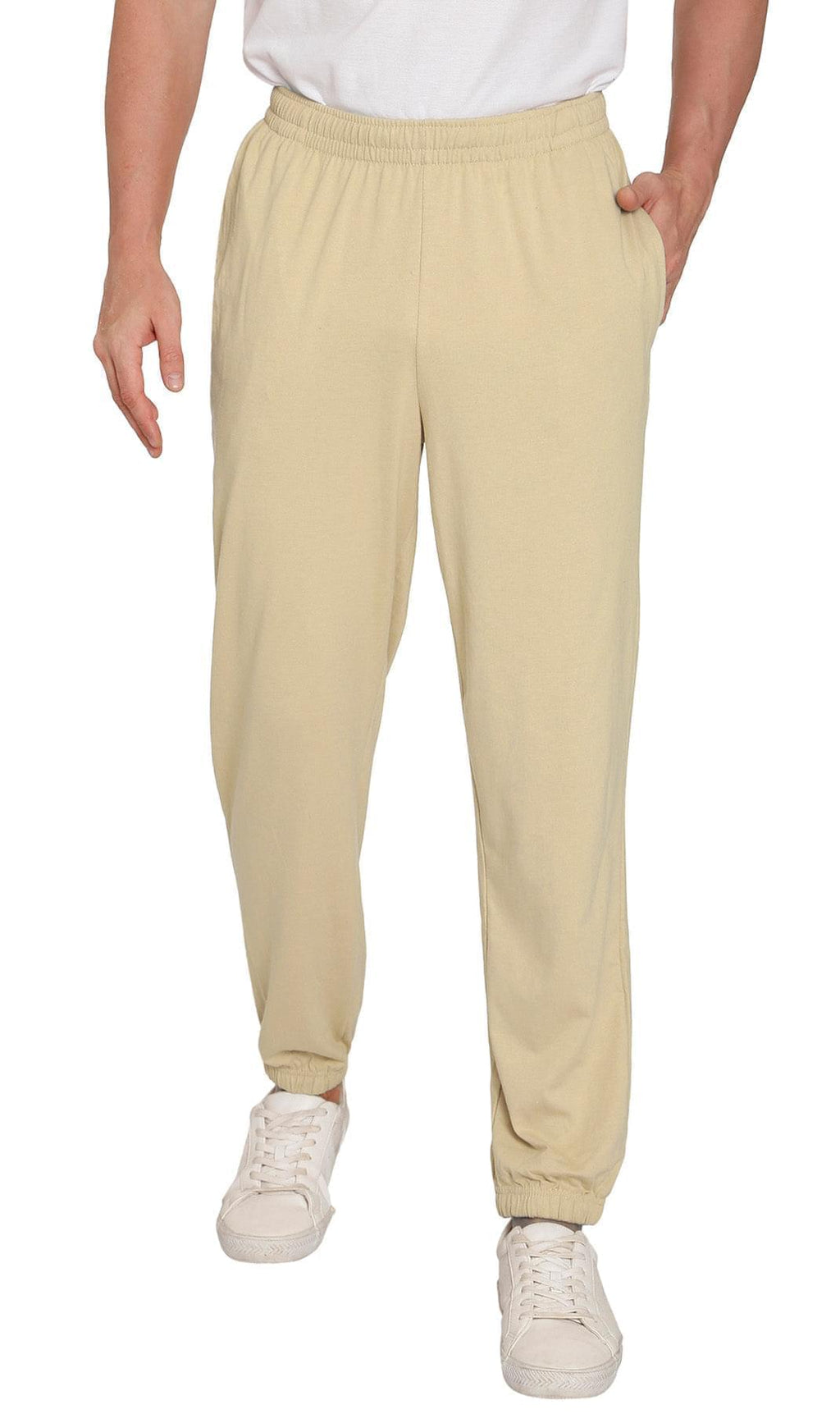 Men's Pull-On Elastic Waist Knit Pants - Relaxed Fit Lounge Trousers