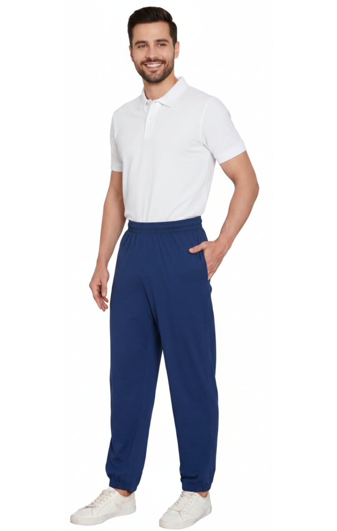 Men's Pull-On Elastic Waist Knit Pants - Relaxed Fit Lounge Trousers