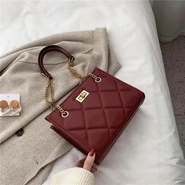 Trendy Geometric Quilted Leather Shoulder Bag for Women