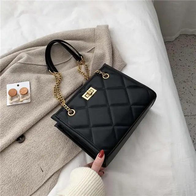 Trendy Geometric Quilted Leather Shoulder Bag for Women
