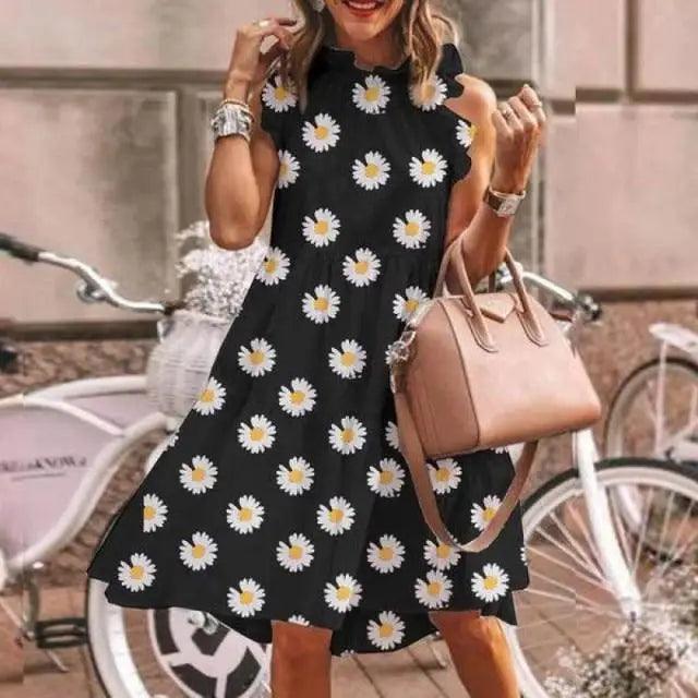 Women's Sleeveless Polka Dot Print Casual Summer Dress