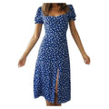 Women's Floral Square Neck Dress - Romantic Blue & White Sundress