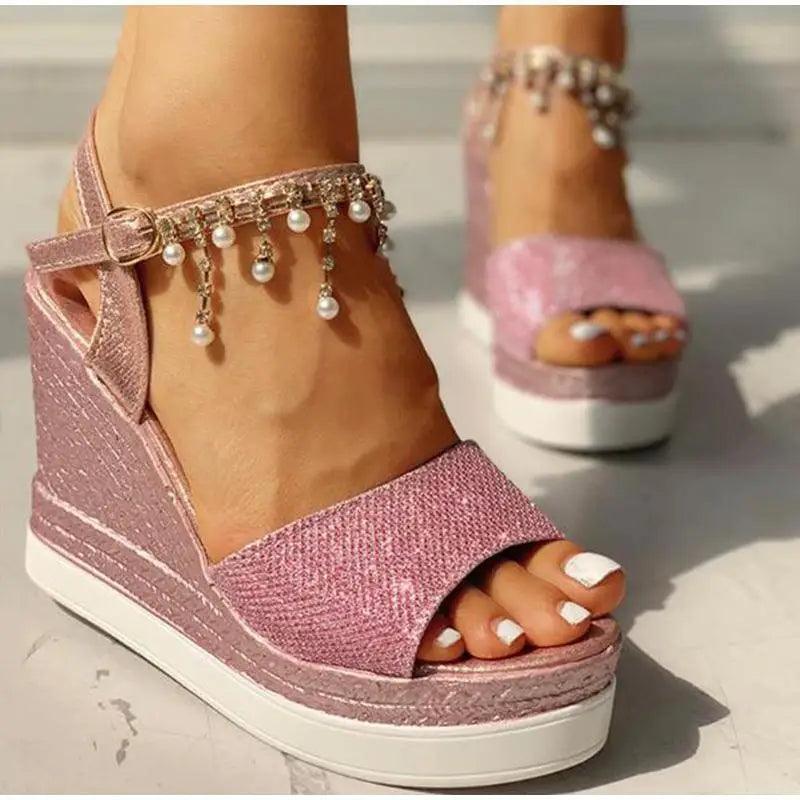 Women’s Studded Summer Sandals – Glamorous Silver & White Slides