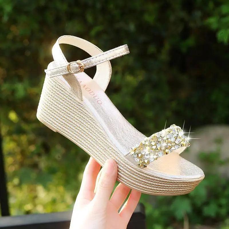 Women’s Studded Summer Sandals – Glamorous Silver & White Slides