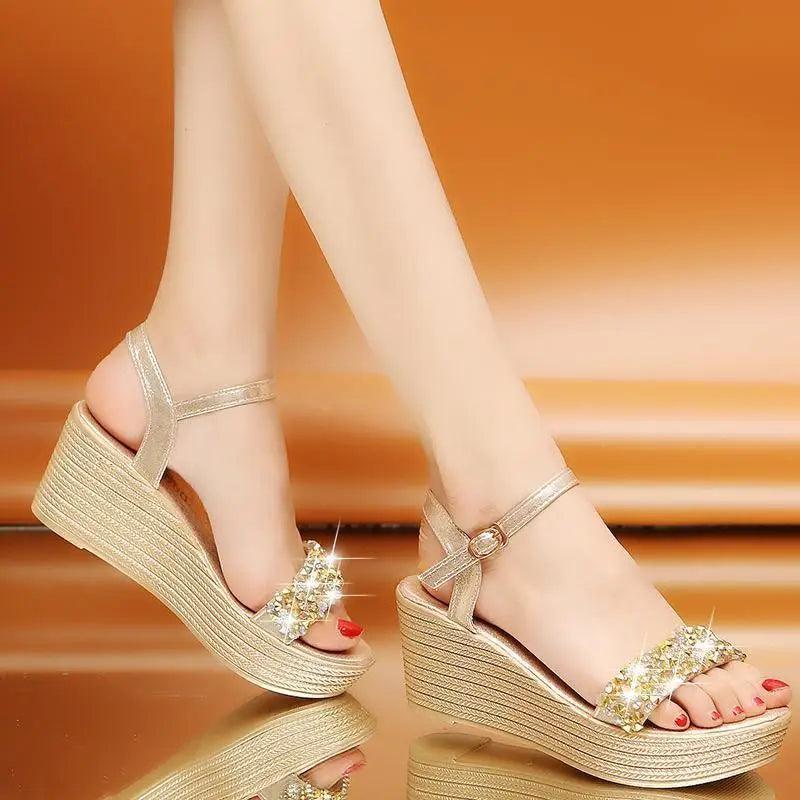 Women’s Studded Summer Sandals – Glamorous Silver & White Slides