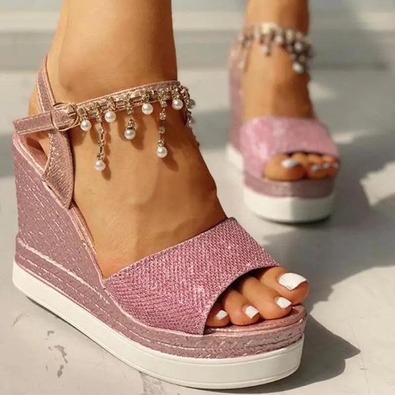 Women’s Studded Summer Sandals – Glamorous Silver & White Slides