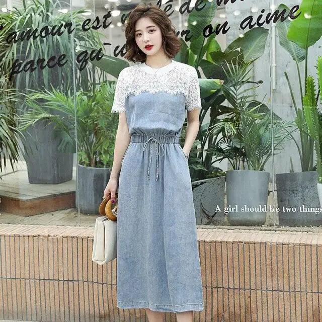 Denim Short Sleeve Summer Dress - Casual-Chic Party Outfit