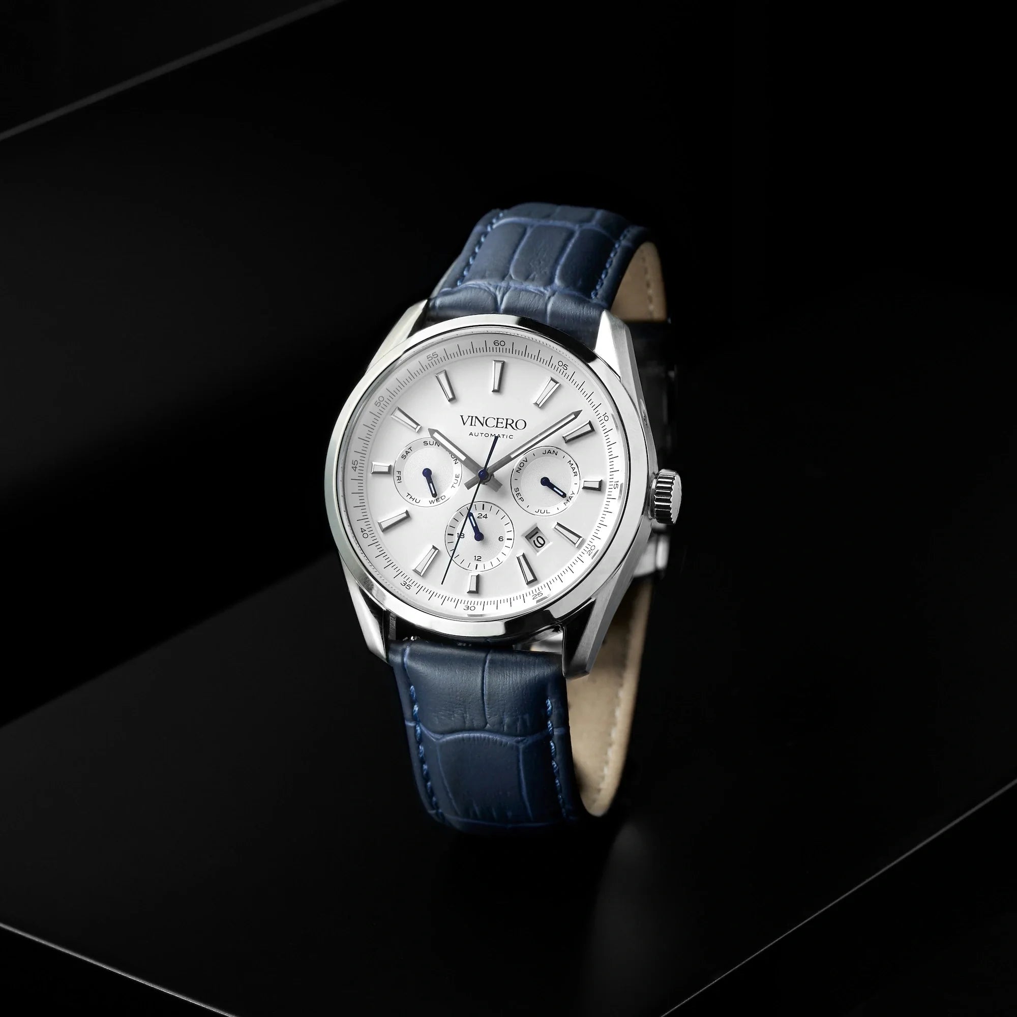 The Reserve Automatic Watch in Blue and Silver - Refined Design