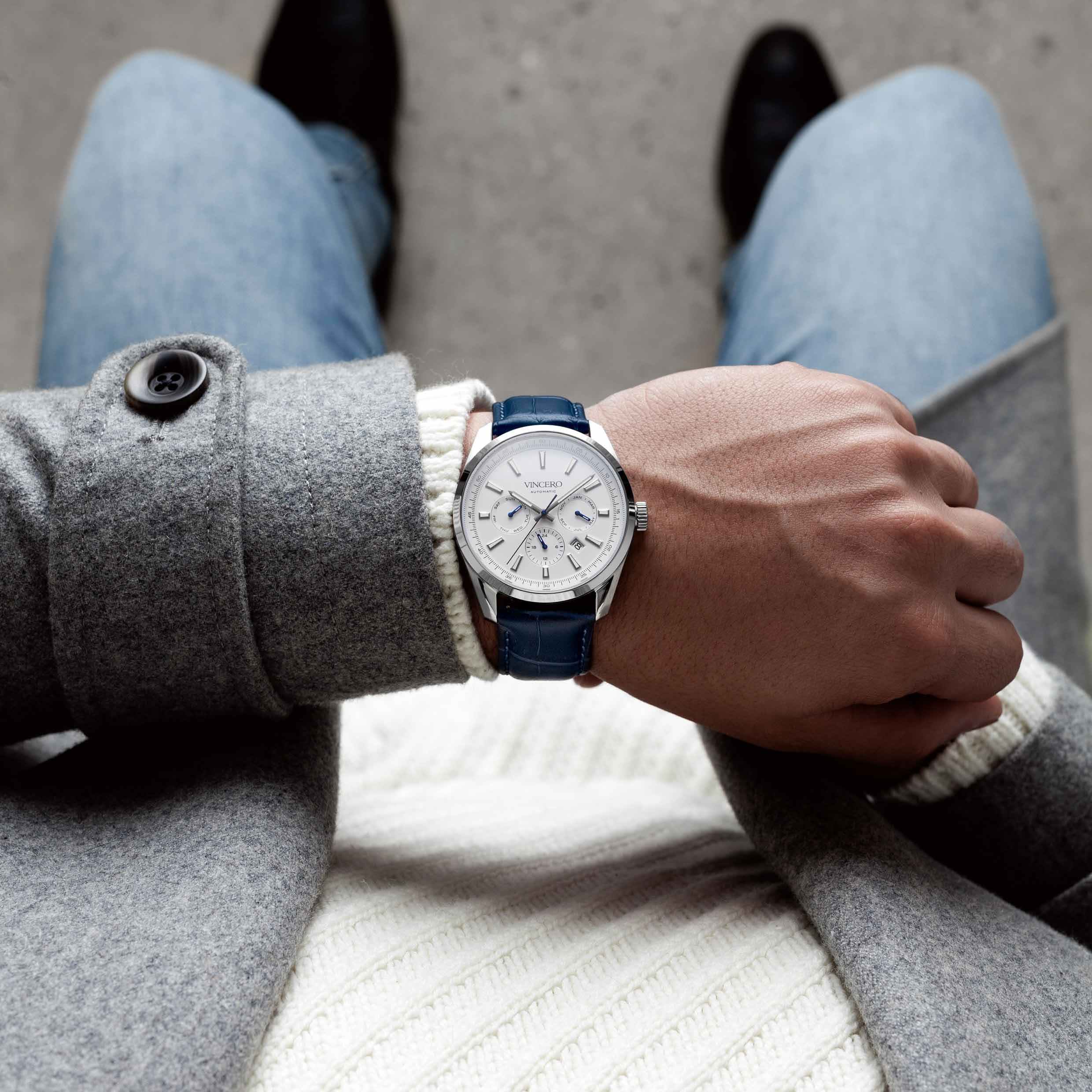 The Reserve Automatic Watch in Blue and Silver - Refined Design