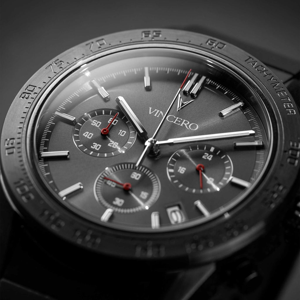 The Rogue 43mm Gunmetal and Red Chronograph Watch
