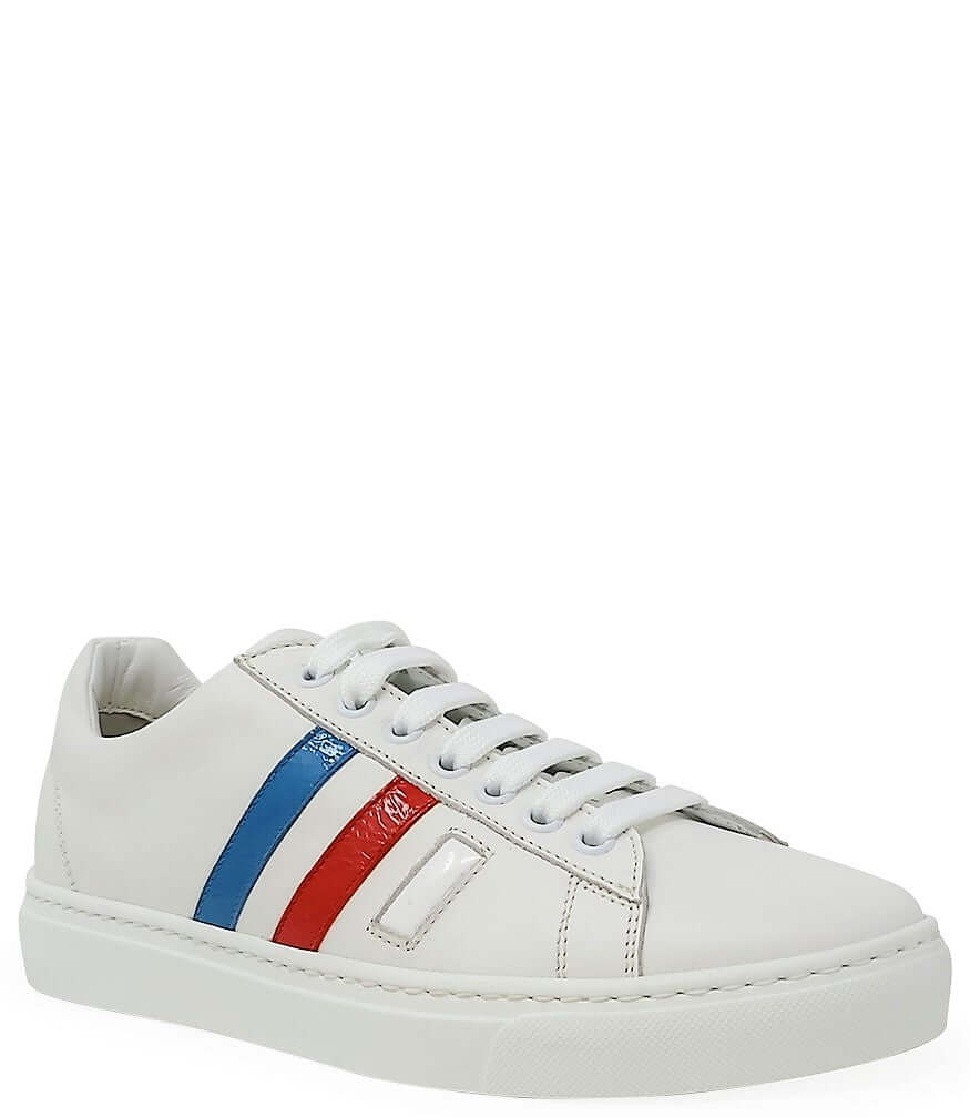 Women's White Leather Sneakers with Red and Blue Striped Detail - Image 2