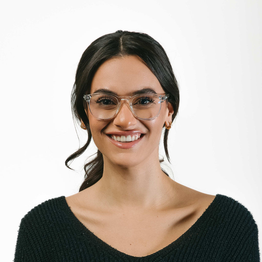 District Blue Light Glasses - Crystal Round Frames