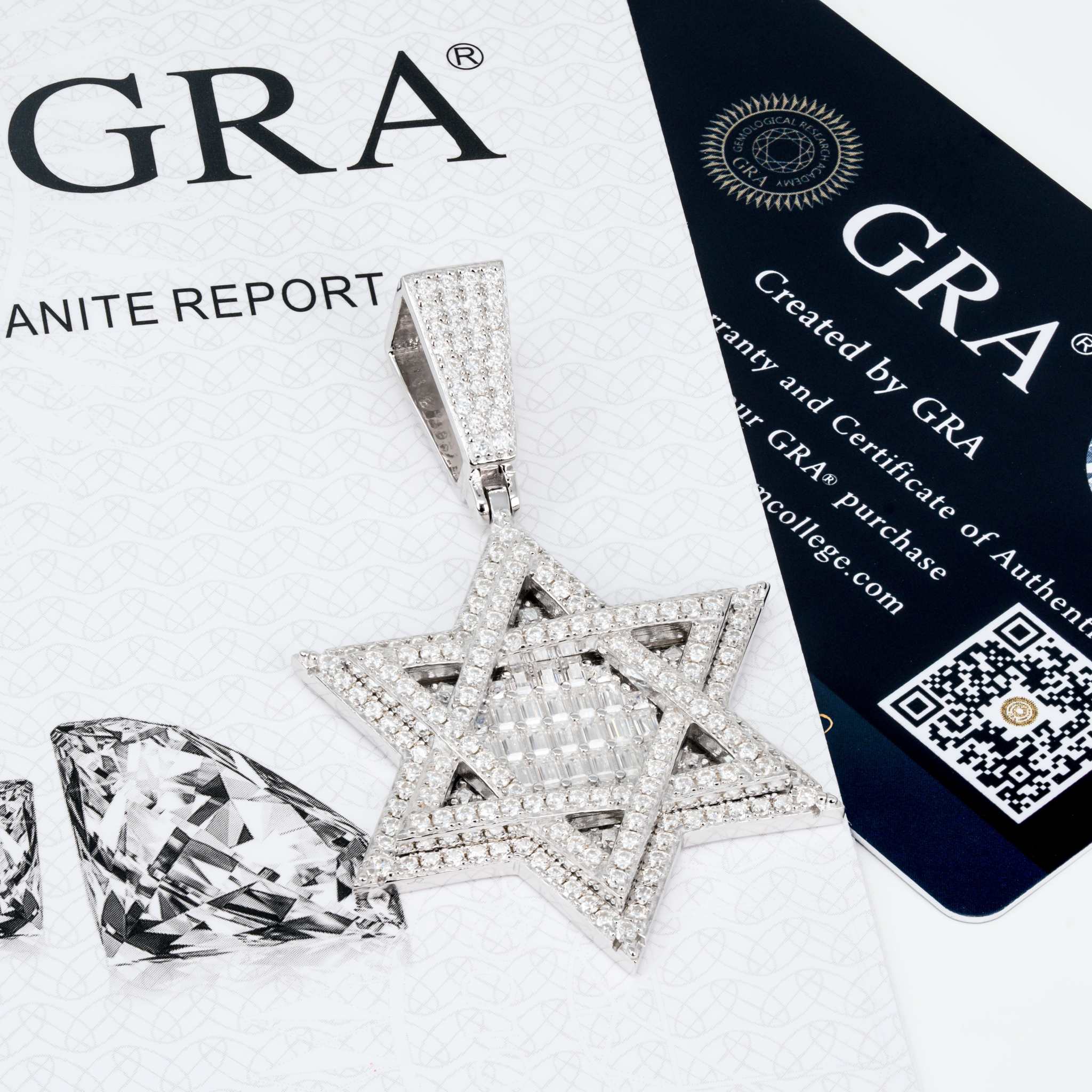 Moissanite Star Of David Pendant Solid 925 Sterling Silver