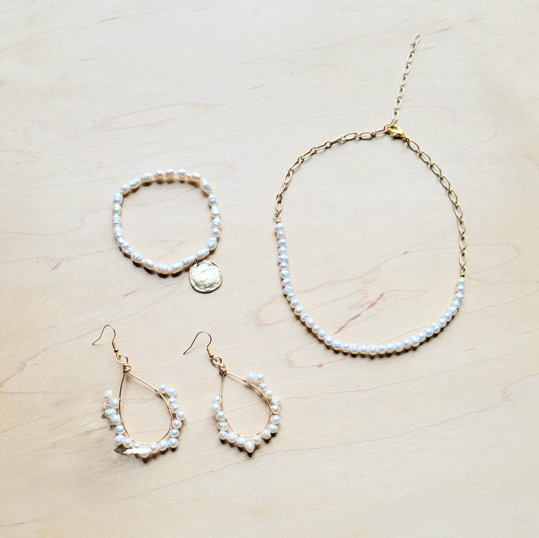 Wire Wrapped Freshwater Pearl Hoop Earrings