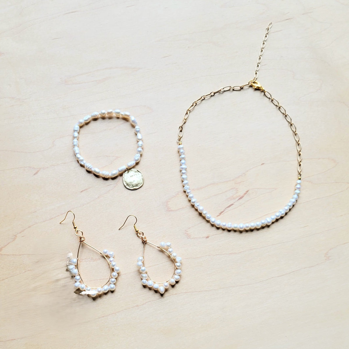 Wire Wrapped Freshwater Pearl Hoop Earrings