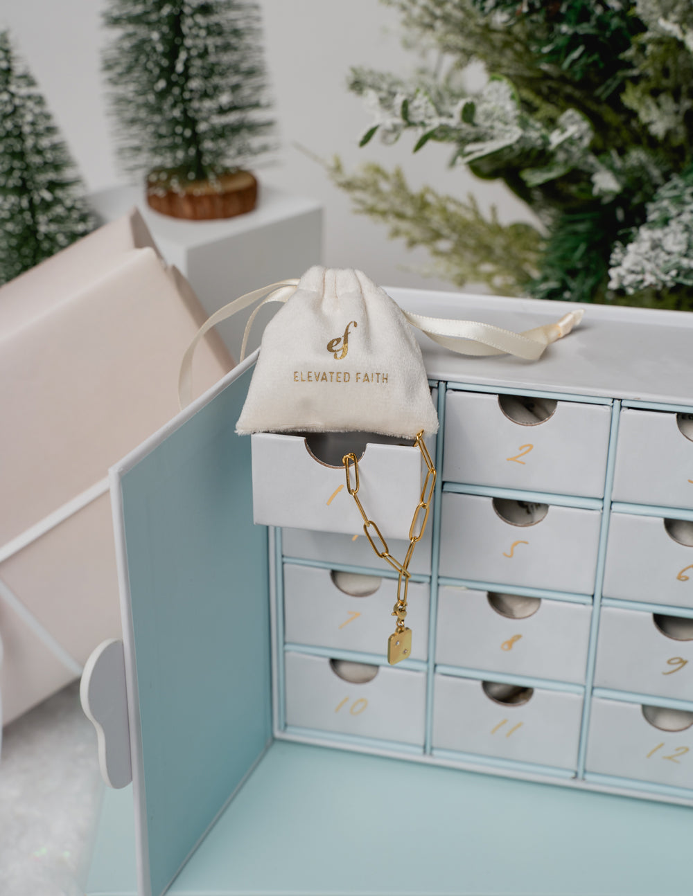 12 Days of Jewelry Advent Calendar Box Faith-Inspired Gold Charms