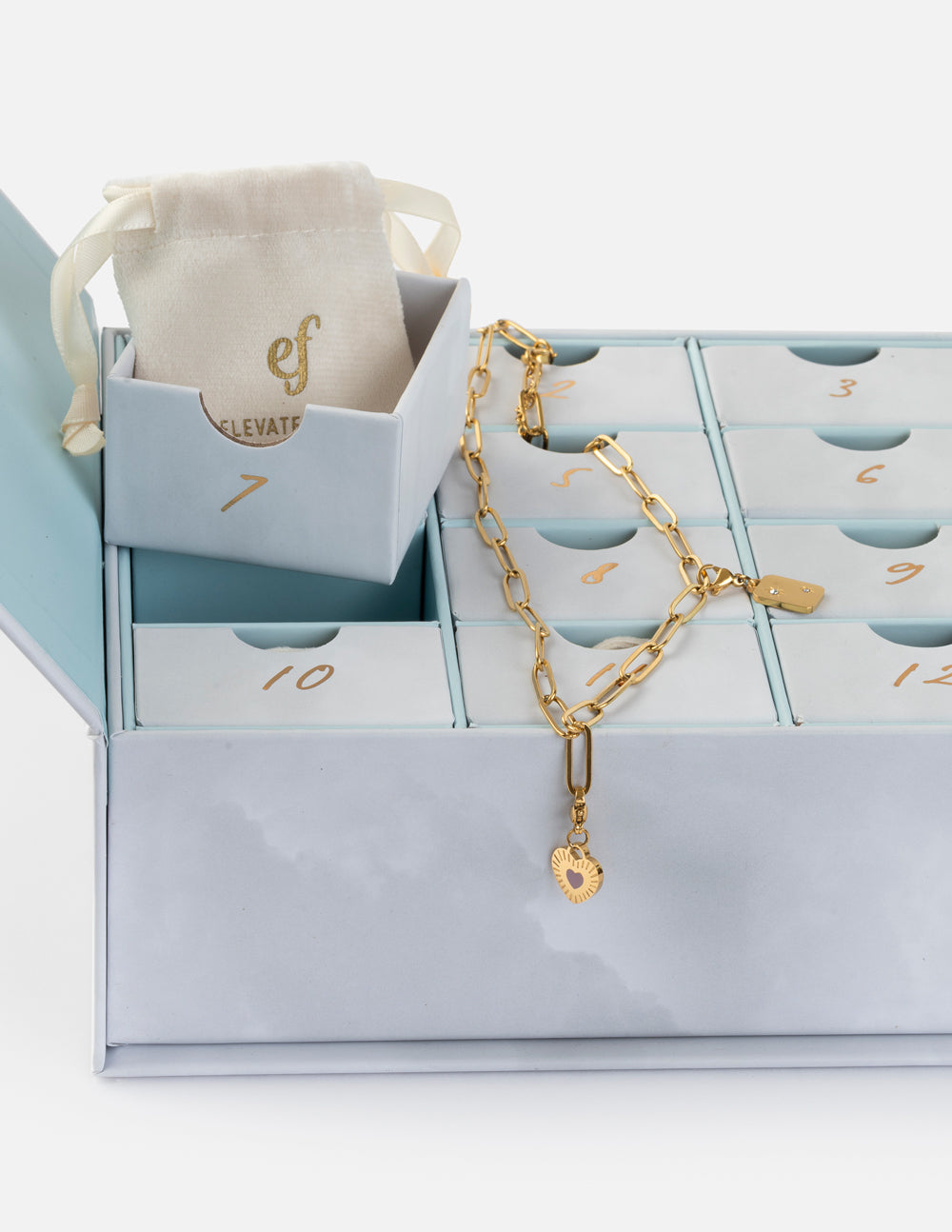 12 Days of Jewelry Advent Calendar Box Faith-Inspired Gold Charms