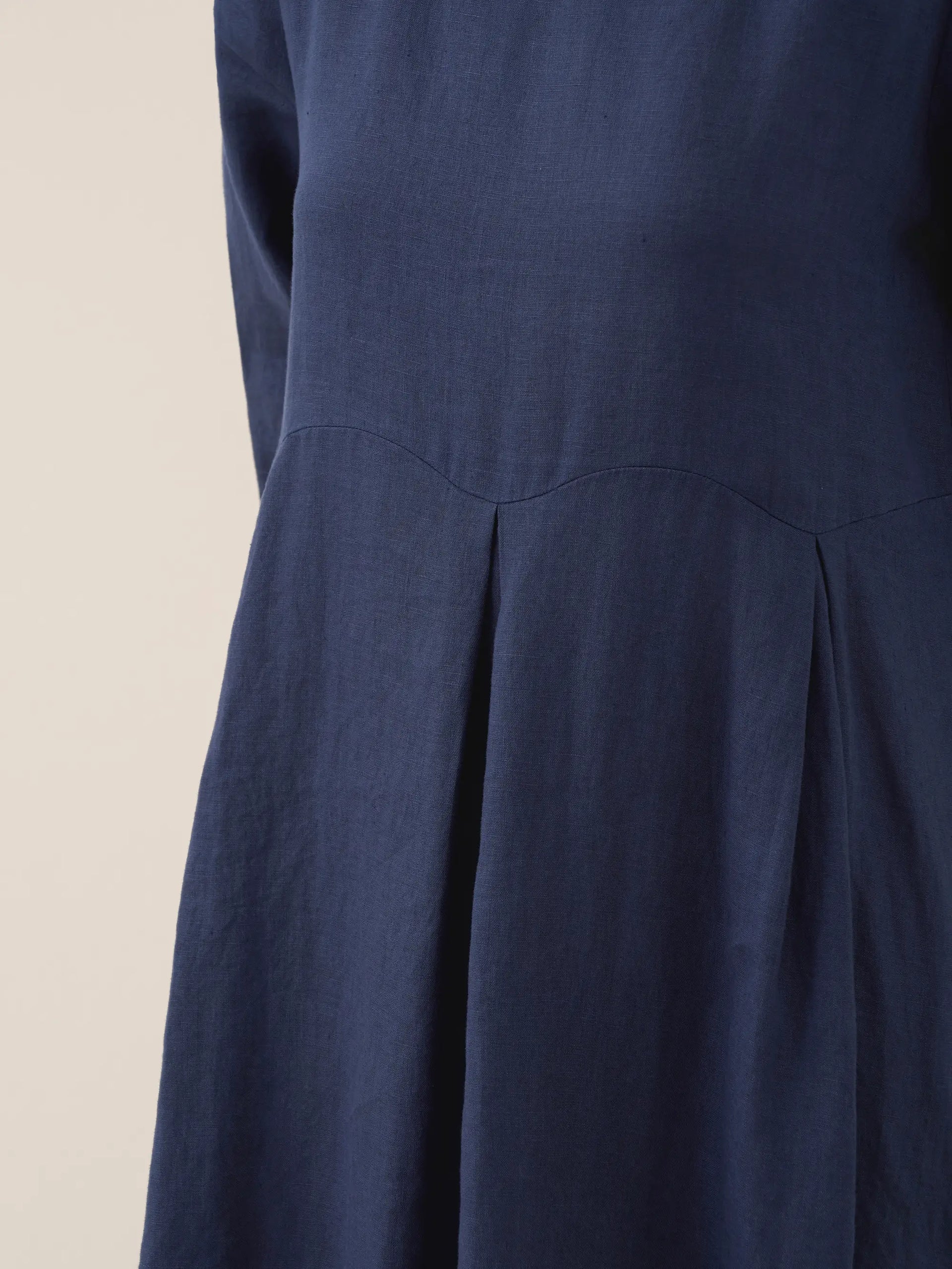 100% Linen Bateau Neck Pleated Maxi Dress ABIGAIL