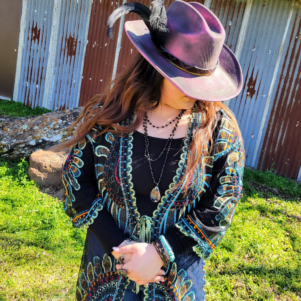 Faceted Glass Beaded Triple Strand Layering Necklace w/ Pendant 253k