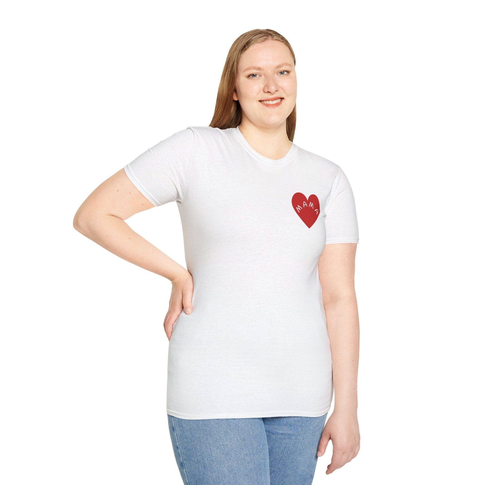 White Mama Love Heart Graphic T-Shirt Casual Cotton Crewneck - Image 6