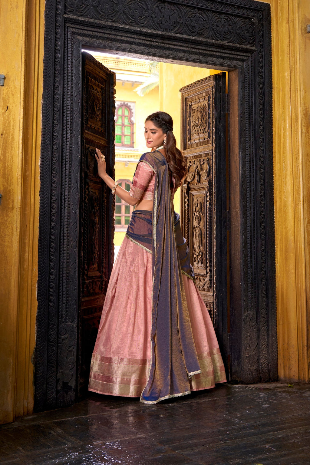 Lorenvalley Fashion Lightpink Dupion Silk Zari Weaving Work Lehenga Choli with Dupatta
