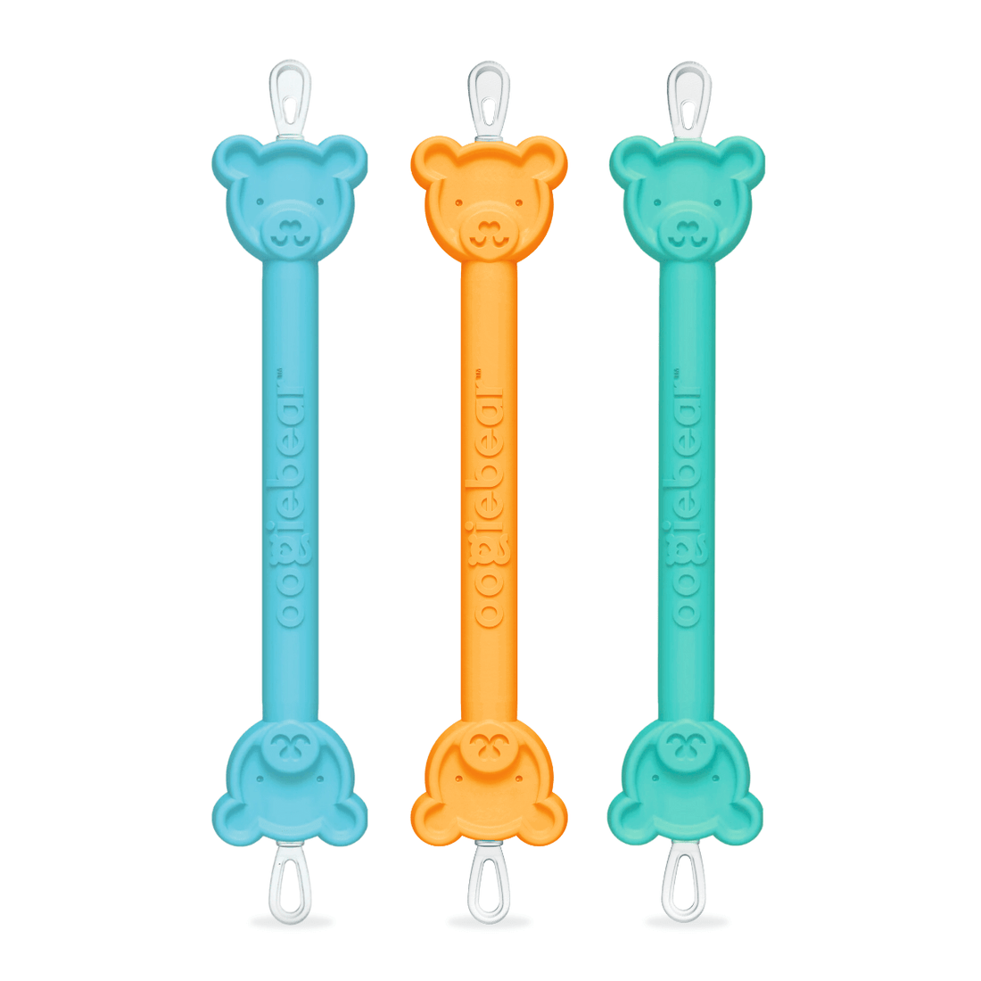 Three-pack of blue, orange, and teal dual-ended nasal and ear cleaners for babies