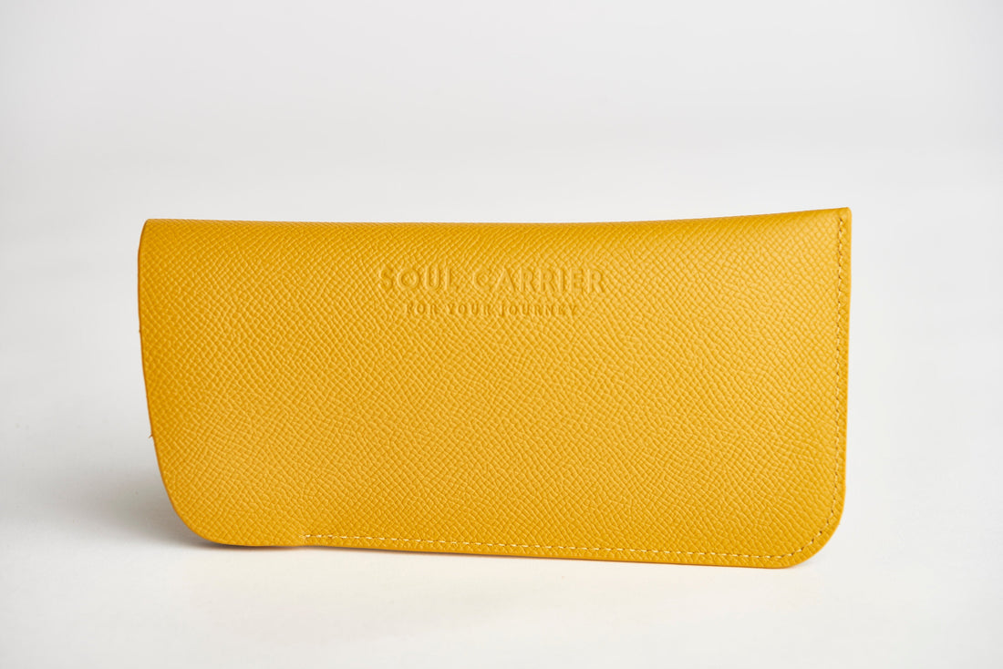 🟡 ASU Gold Epsom Leather Sunglass Case Holder